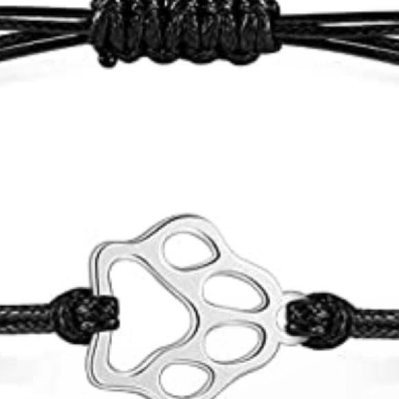 Stainless Steel Paw Print Adjustable Bracelet, Silver Tone &
Black - Picture 4 of 16